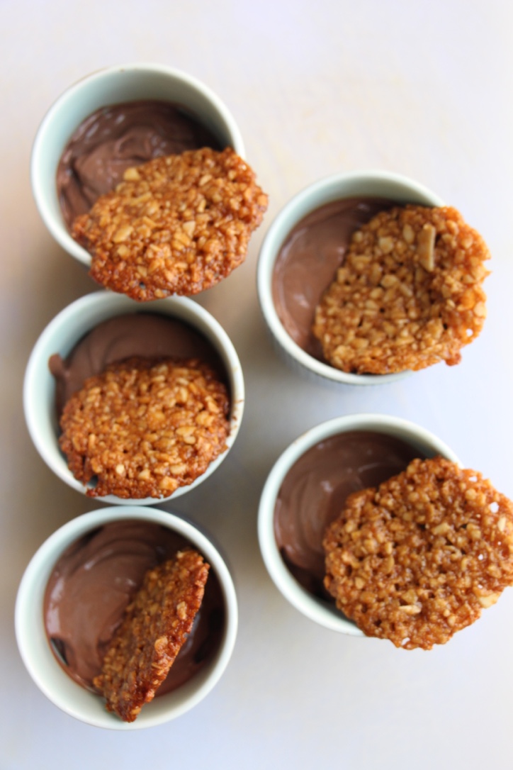 Dark Chocolate Tofu Mousse w/ Almond Florentines 朱古力豆腐慕斯 (Vegan, Refined Sugar Free, GF)