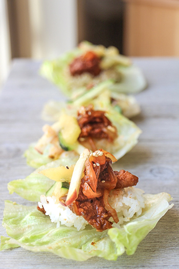 Spicy Pork Bulgogi with Kiwi-Apple Kimchi (GF, Oil-Free)