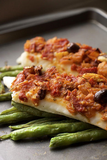 Healthy Mediterranean Tilapia with Tomato-Olive Sauce (GF, Nut-Free, DF)
