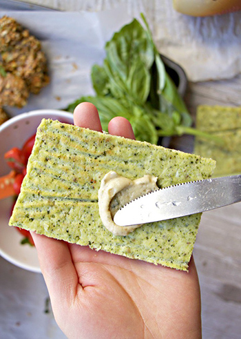 Grain Free Broccoli Flatbread with Hummus