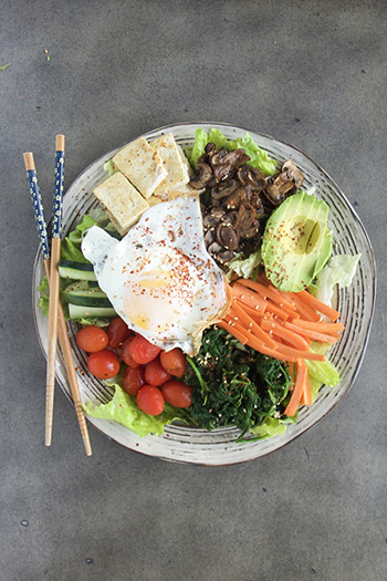 Gluten Free Bibimbap Salad with Mushroom Bulgogi (Low Carb, Vegetarian, Vegan Options)