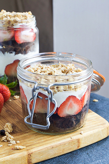Vegan Black Bean Brownie Strawberry Parfaits (GF)