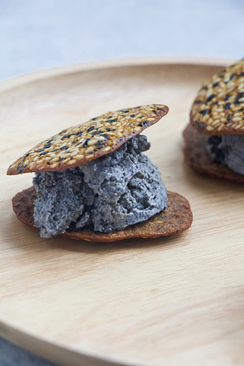 No-Churn Sesame Tofu Ice Cream with Sesame Tuile (GF, Dairy Free)