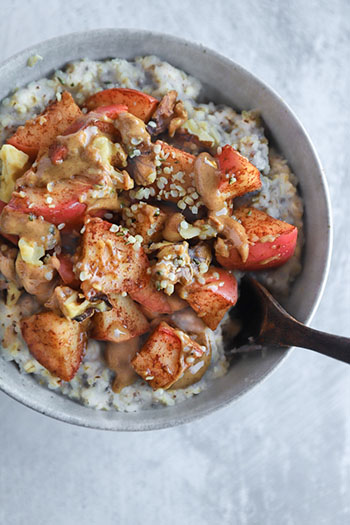 High Protein Apple Cinnamon Oatmeal (For Skin and Digestion)