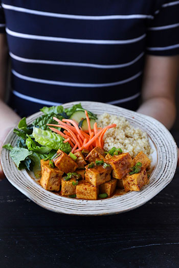 Baked Peanut Butter Tofu (Vegan, Low Fat)