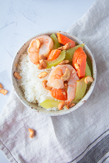 Healthy Cashew Shrimp (Oil Free)