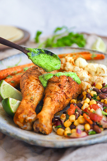Healthy Peruvian Roast Chicken with Green Sauce (GF, DF)
