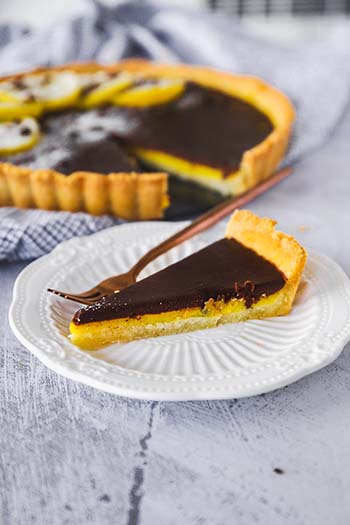 Creamy Lemon Curd Chocolate Tart (Low Carb, Keto)