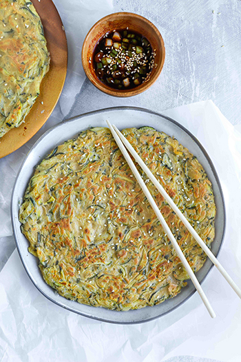 Gluten Free Korean Zucchini Pancakes (made with Oat flour)